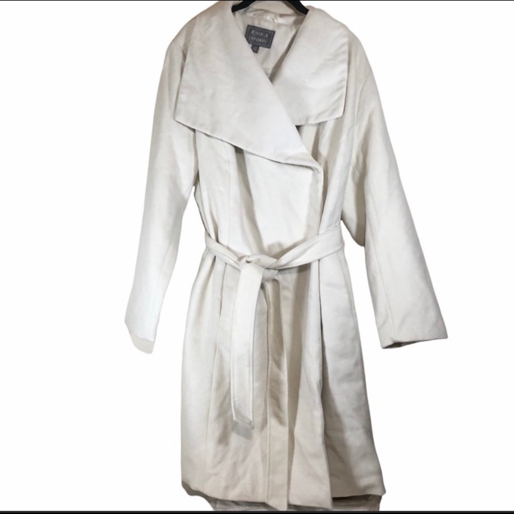 Jessica London 20W Plus Wool Blend Dress Coat Jacket Ivory Olivia Pope Beige